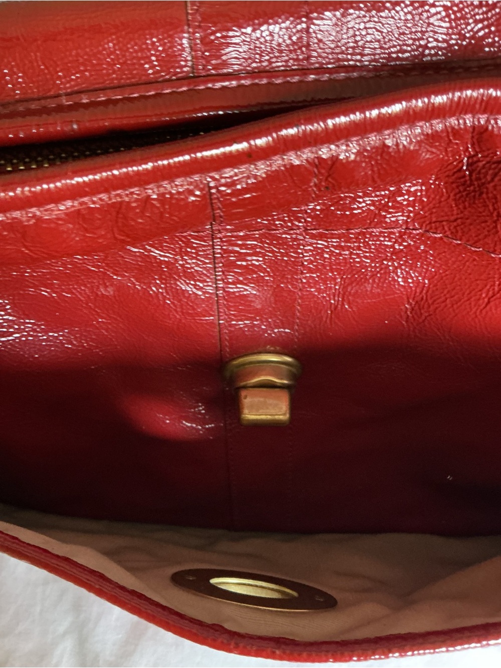 Coach Red Leather Shoulder Bag with Turn-Lock Pocket - Picture 5 of 15